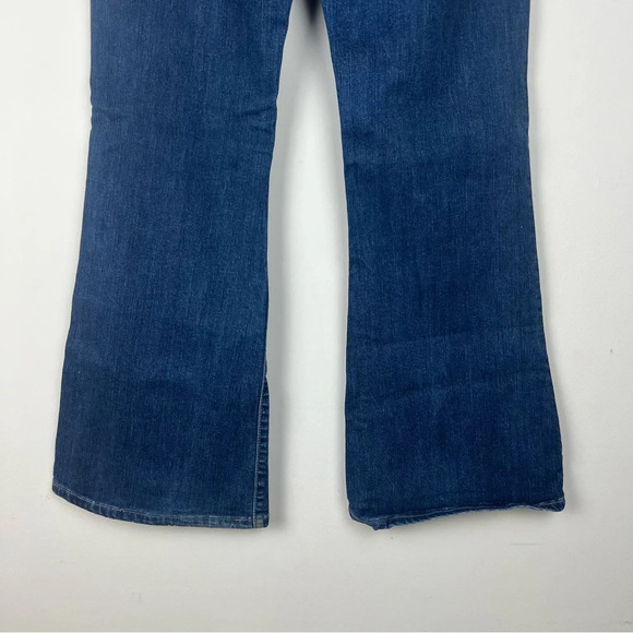 Vintage Y2K Seven7 Flare Wide Leg Jeans Mid Rise Dark Wash Size 10 Boho Hippie - Picture 3 of 13